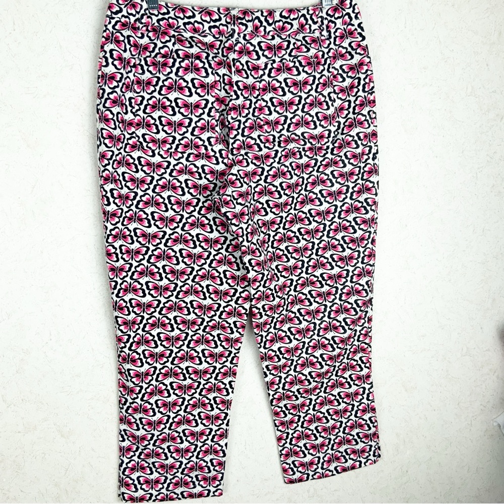 Vintage Talbots Pink Butterfly Pattern Capri Pants Size 8 Whimsical Cottagecore - Picture 7 of 13